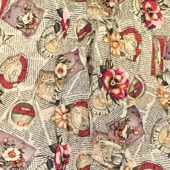 VINTAGE  90S PULL ON PANTS FLOWER NEWS FONT SIZE 12 - Picture 3 of 4